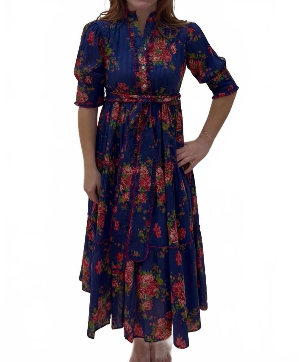 NEW FARYLINA floral garden party midi dress in blue